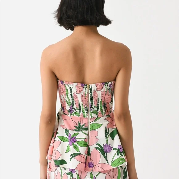 NWT Banjanan Anthropologie Women's Strapless Top Floral Spring Medium Sweetheart - Picture 2 of 10
